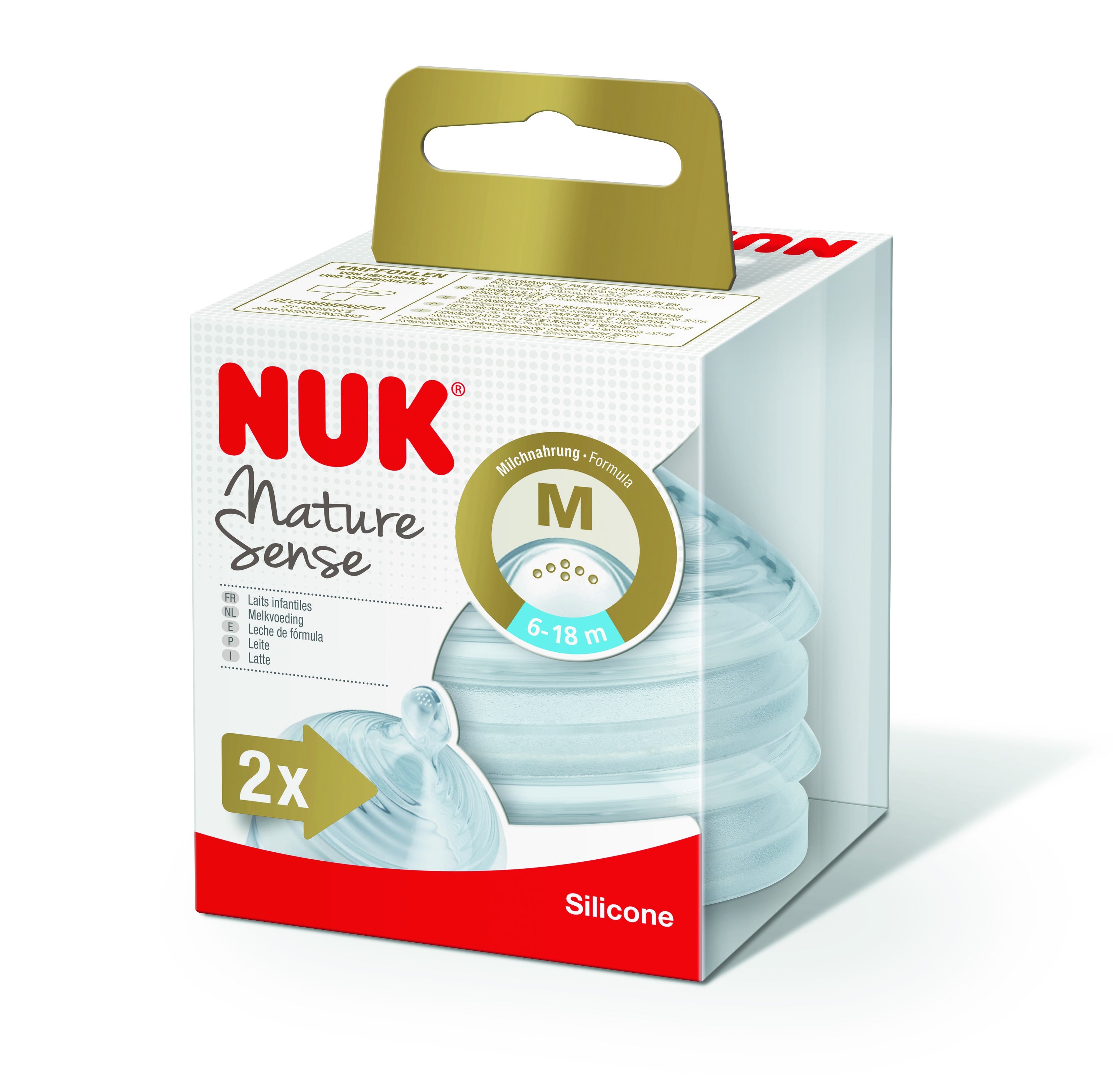 Силиконовая соска Nuk Nature Sense, M, для молока, от 6 мес., 2 шт. (10125025) - фото 2