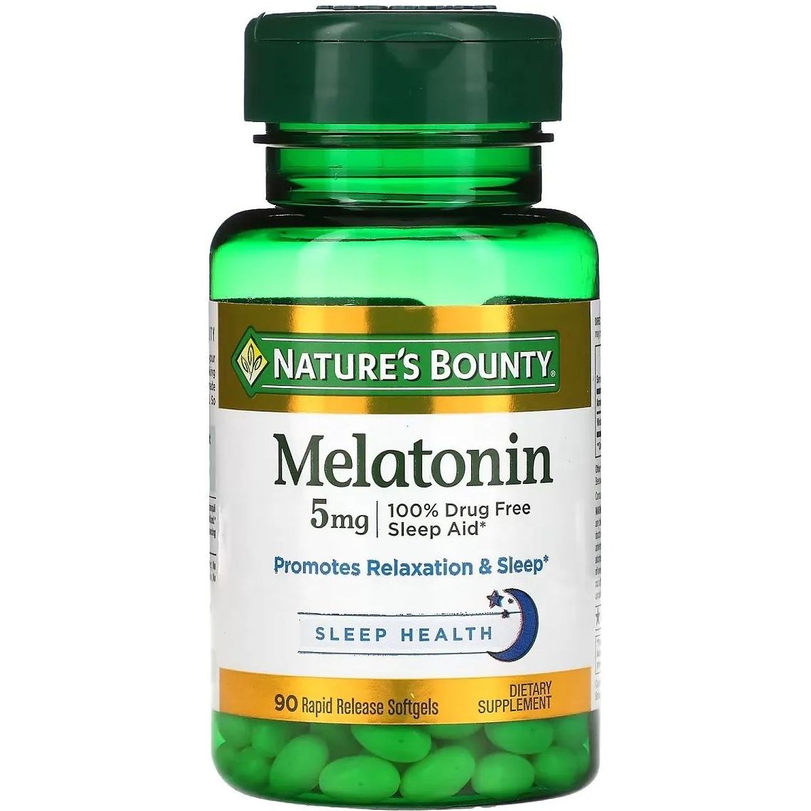 Мелатонин быстрого высвобождения Nature's Bounty Melatonin 5 мг 90 гелевых капсул - фото 1