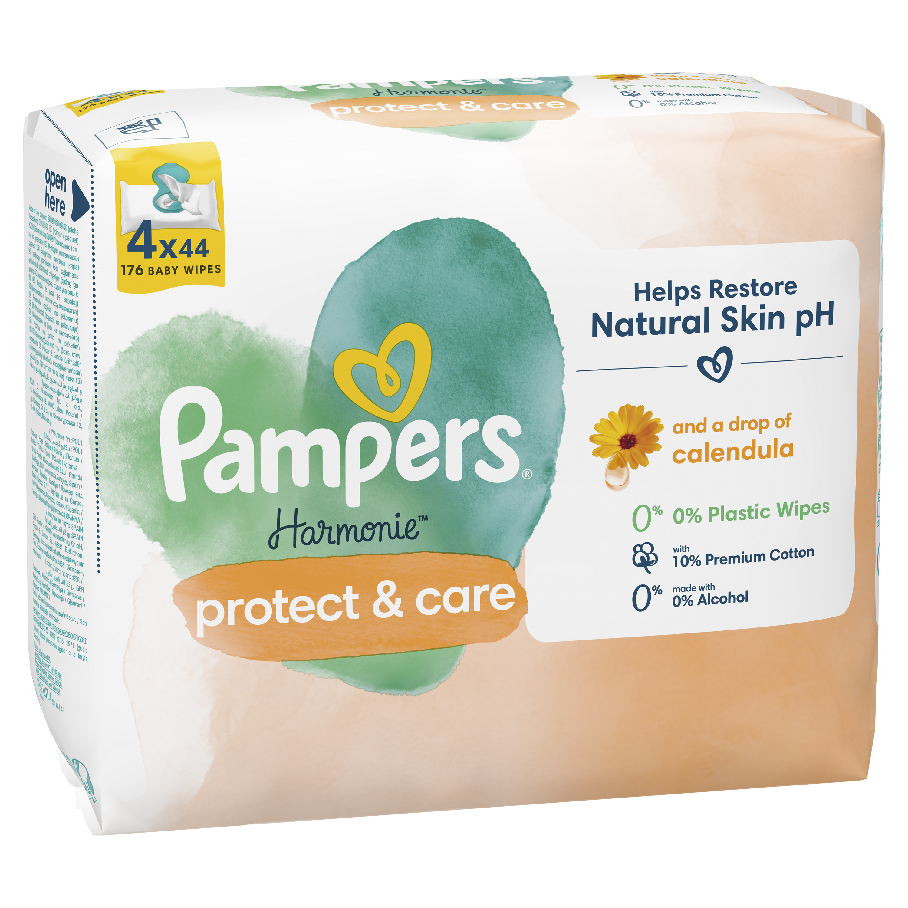 Детские влажные салфетки Pampers Harmonie Calendula 176 шт. (4 уп. по 44 шт.) - фото 3