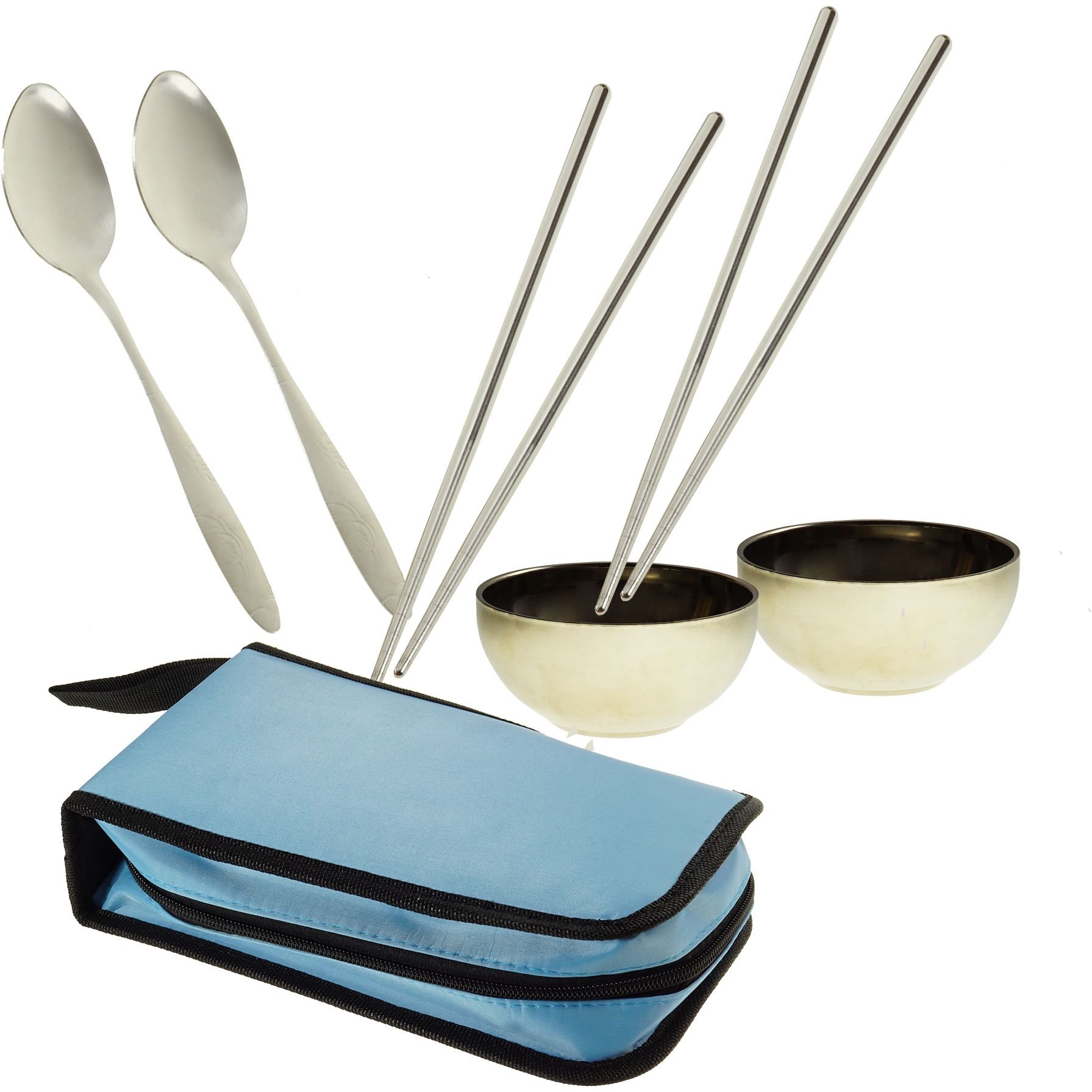 Портативный набор посуды для пикника Supretto, в сумке, на 2 персоны, голубой (60010001) - фото 2