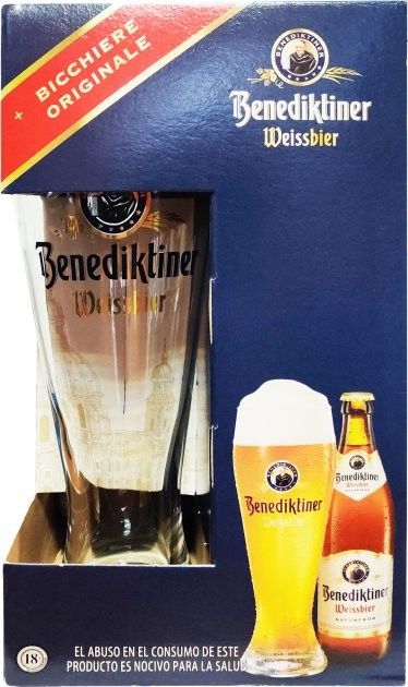 Набір пива Benediktiner Weissbier 5.4% (3 шт. x 0.5 л) + келих - фото 1