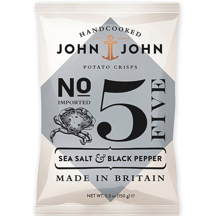 Чіпси John&John картопляні з морською сіллю та чорним перцем 150 г - фото 1