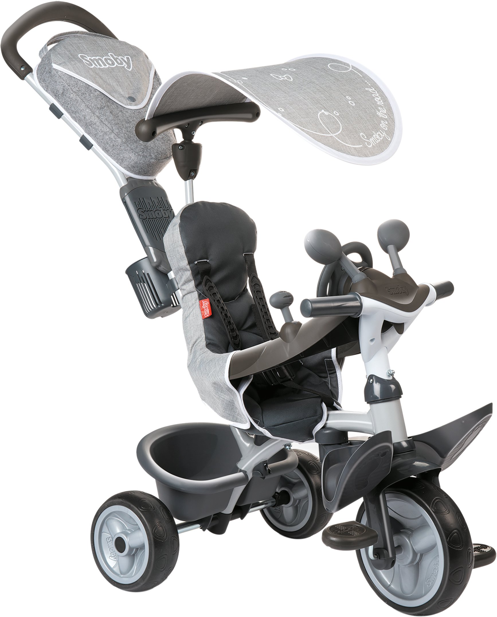 Триколісний велосипед Smoby Toys Комфорт з козирком і багажником, сірий (741202) - фото 1