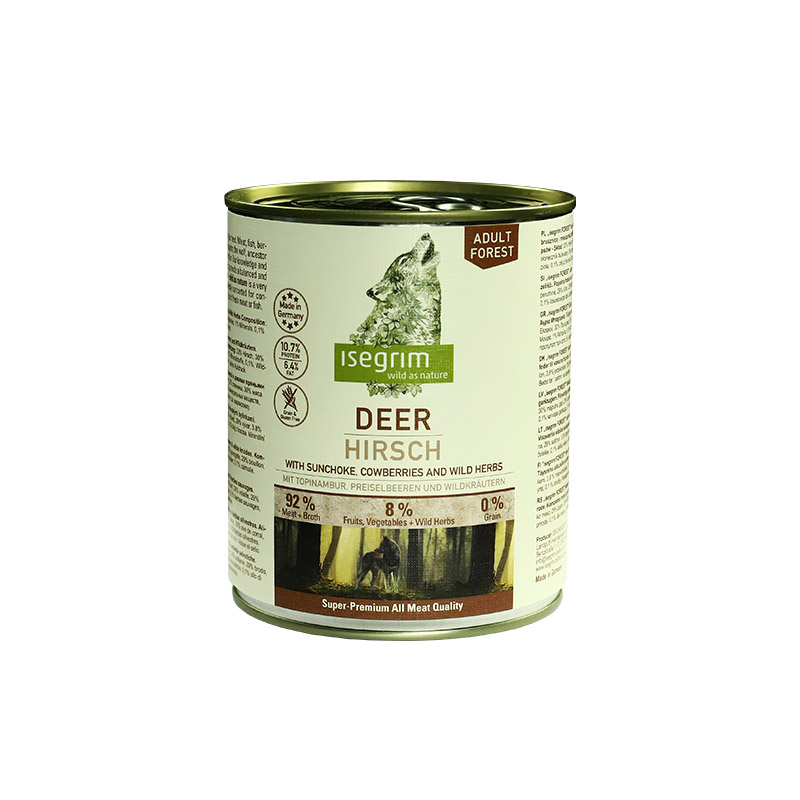 Влажный корм для взрослых собак Isegrim Adult Deer with Sunchoke, Cowberries, Wild Herbs Оленина с топинамбуром, брусникой и травами, 800 г - фото 1