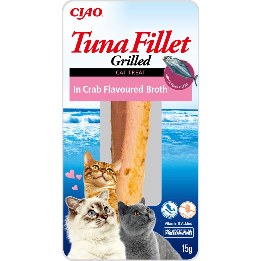 Ласощі для котів Inaba Ciao Grilled філе тунця на грилі в бульйоні з краба 15 г - фото 1
