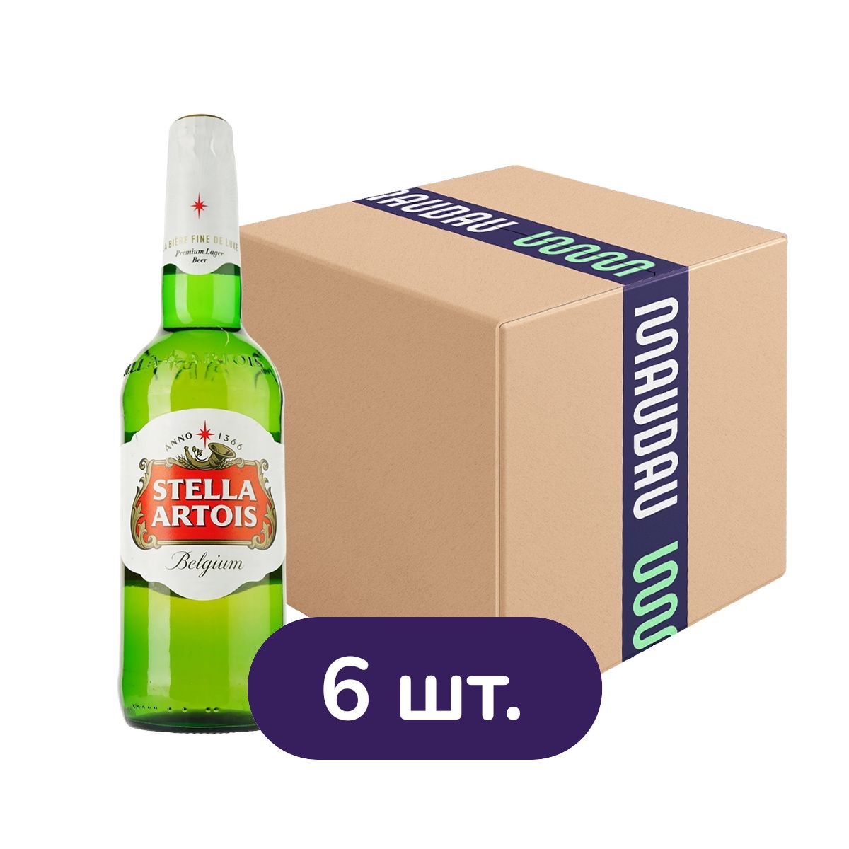 Пиво Stella Artois светлое 5% 3 л (6 шт. х 0.5 л) - фото 1