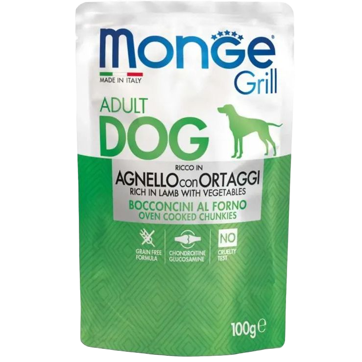 Вологий корм Monge Dog Grill з ягням та овочами, 100 г (70013161) - фото 1