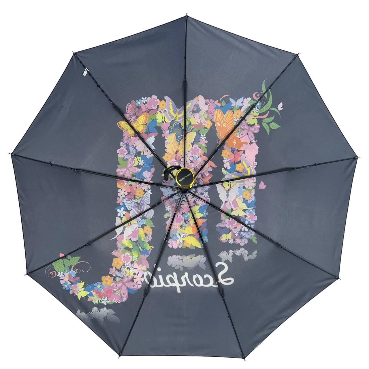 Женский складной зонтик полный автомат Rain 98 см черный - фото 4