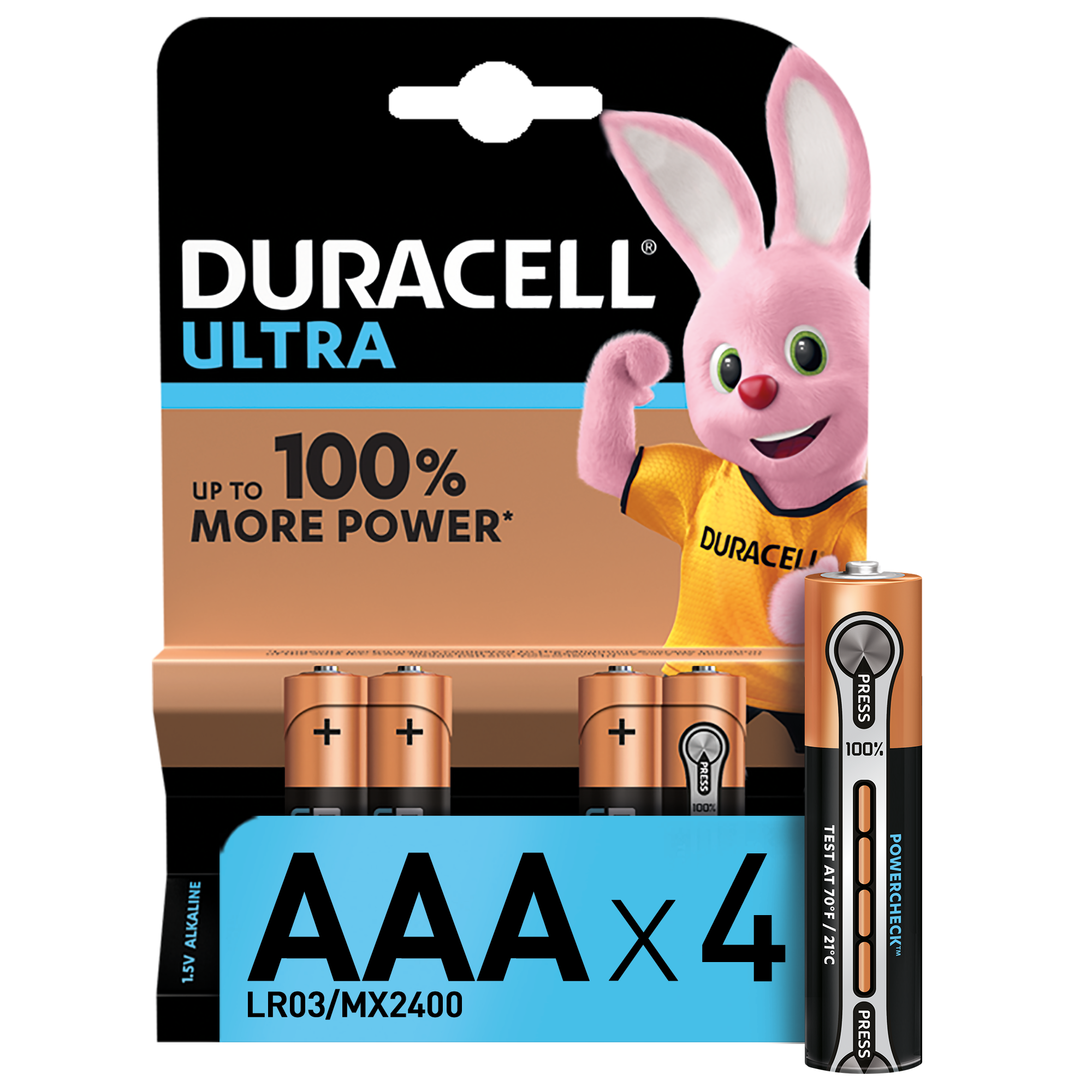 Лужні батарейки мізинчикові Duracell Ultra 1,5 V AAA LR03/MX2400, 4 шт. (5004806) - фото 1