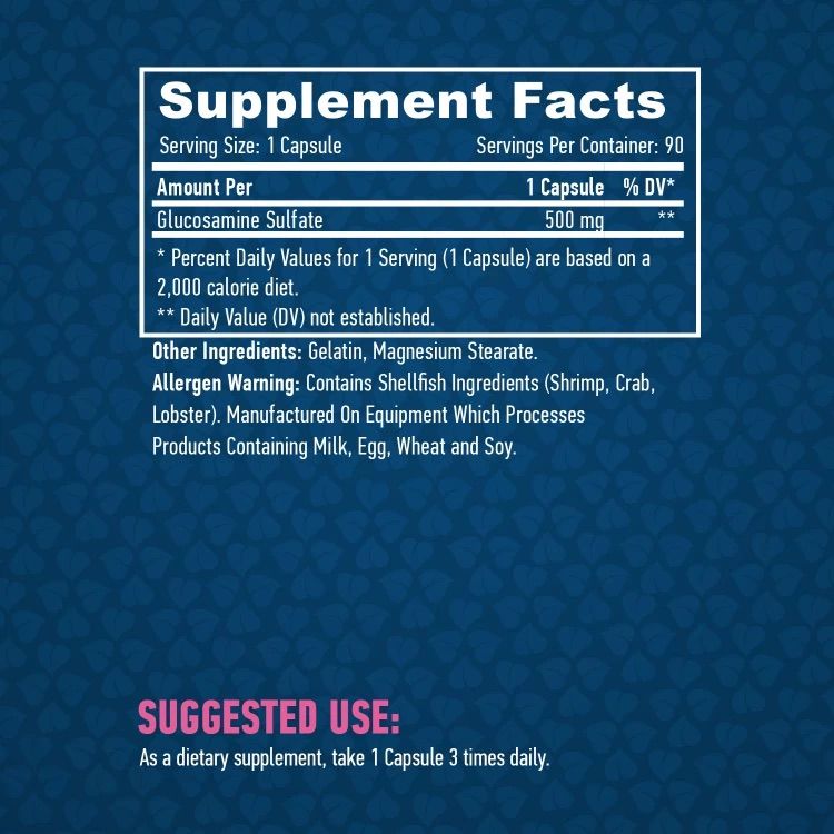 Глюкозамин сульфат Haya Labs Glucosamine Sulfate 500 мг 90 капсул - фото 3