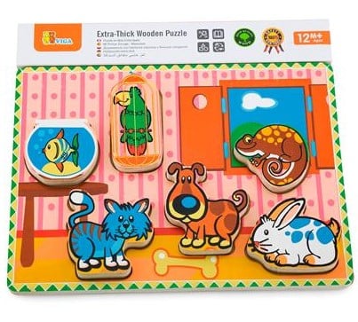Дерев'яна рамка-вкладиш Viga Toys Домашні тварини (56440) - фото 2
