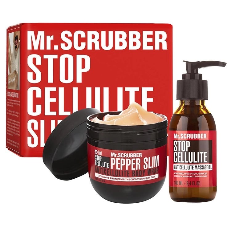 Антицеллюлитный набор Mr.Scrubber: Согревающее обертывание, 250 г + Массажное масло, 100 мл - фото 1