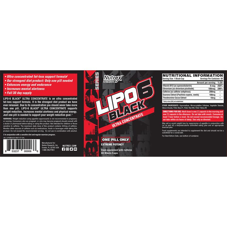 Жиросжигатель Nutrex Research Lipo-6 Black UC Extreme Potency 60 капсул - фото 2