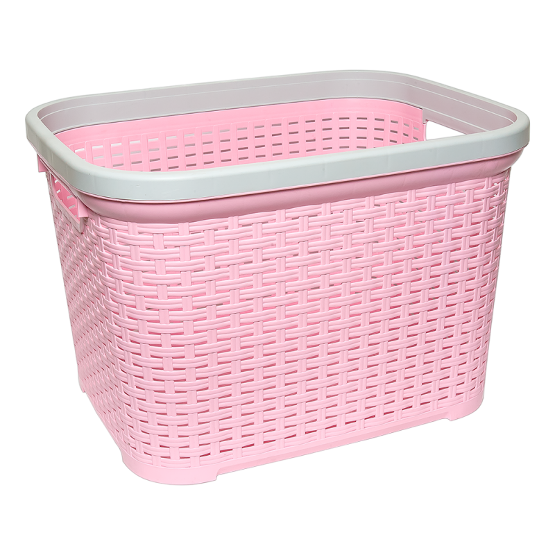 Кошик для білизни Irak Plastik під ротанг, 35 л, рожевий (SP240) - фото 1
