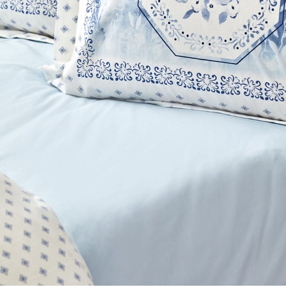 Комплект постельного белья Karaca Home Amelia mavi, ранфорс, евростандарт, голубой (svt-2000022298599) - фото 2