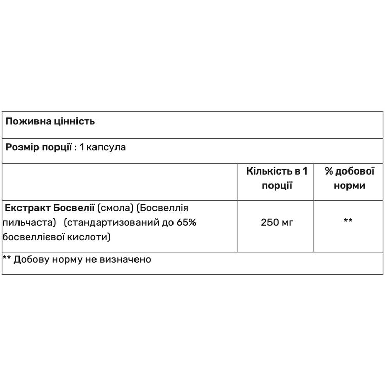 Екстракт Босвелії Haya Labs Boswellia 250 мг 100 капсул - фото 2