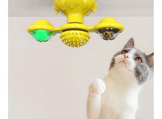 Интерактивная игрушка для котов AnimAll Fun AGrizZzly Крейзи Кет на присоске желтая - фото 4