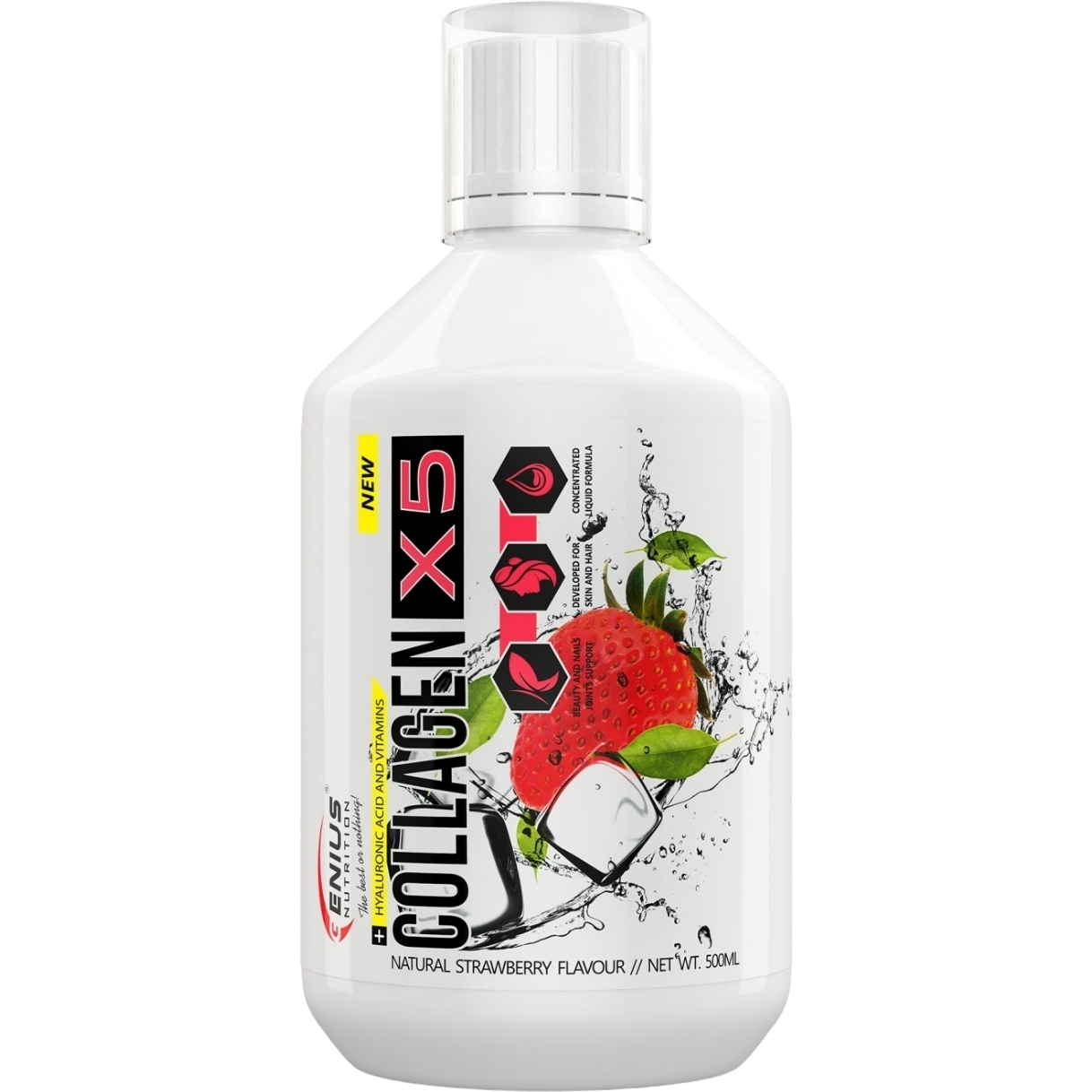 Для суглобів та зв'язок Genius Nutrition Collagen-X5 liquid Strawberry 500 мл - фото 1