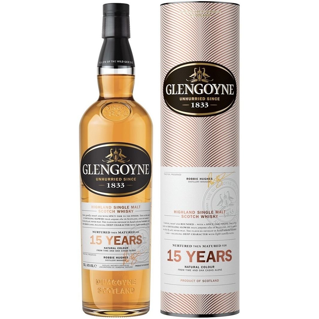 Віскі Glengoyne 15 yo Single Malt Scotch Whisky 43% 0.7 л, в тубусі - фото 1