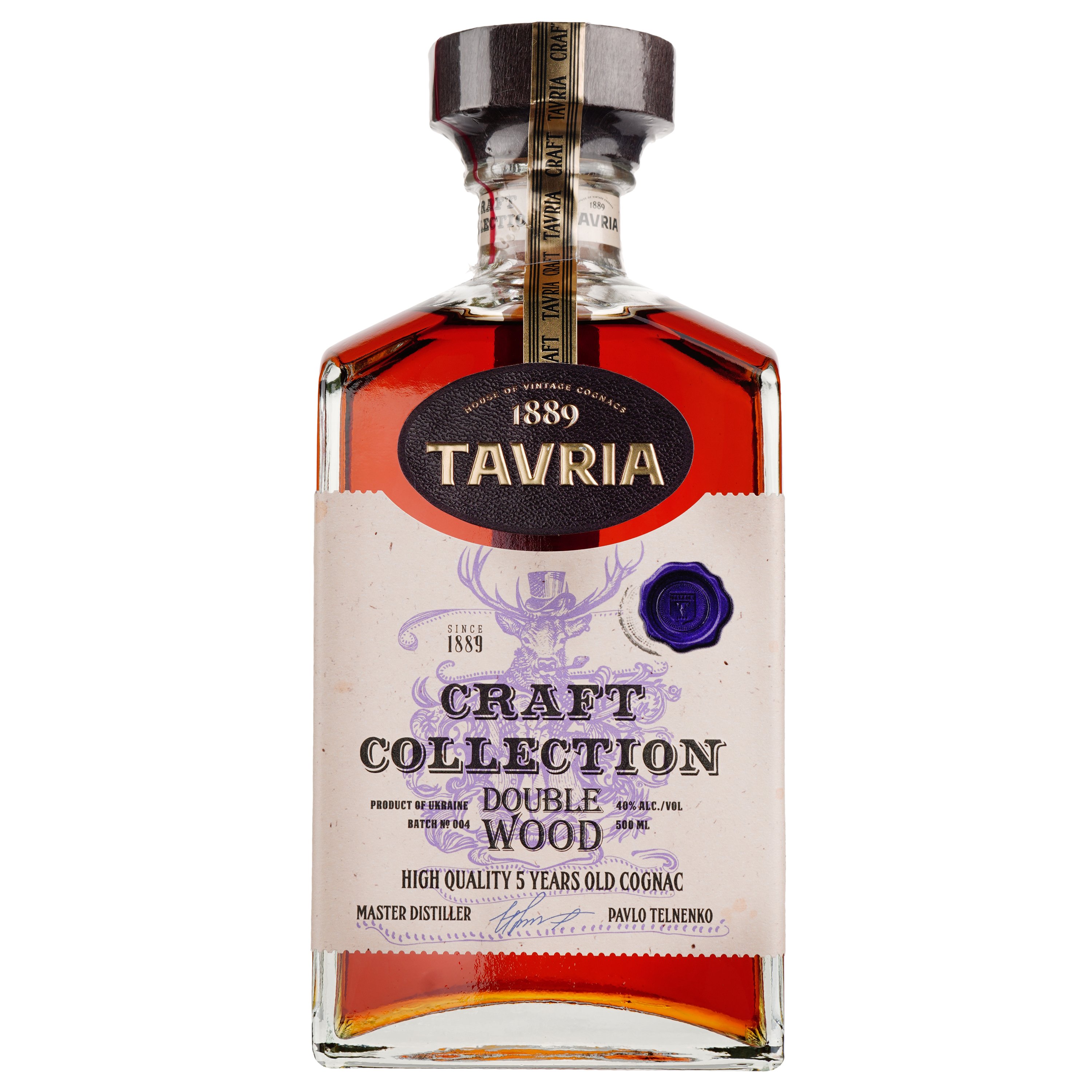 Коньяк Украины Tavria Craft Collection Double Wood VSOP, 40%, 0,5 л (752230) - фото 1