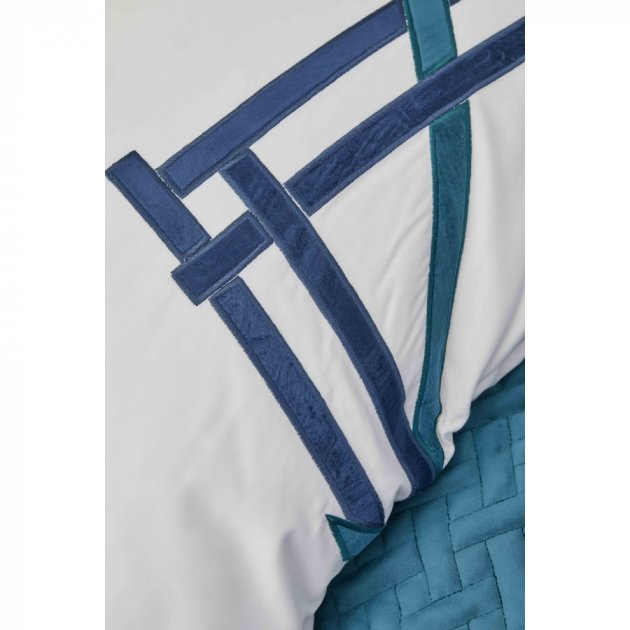 Набор постельное белье с покрывалом Karaca Home Hiedra zumrut, евро, бирюзовый, 9 предметов (svt-2000022209205) - фото 2
