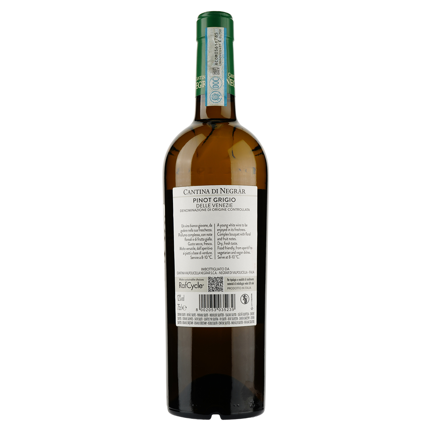 Вино Cantina di Negrar Pinot Grigio DOC, біле, сухе, 12,5%, 0,75 л - фото 2