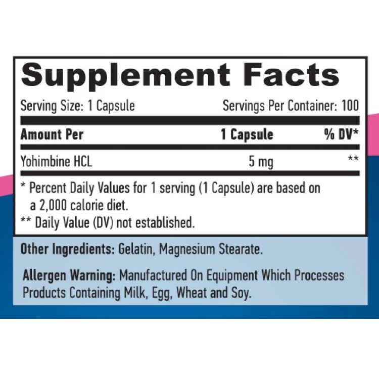 Йохімбін гідрохлорид Haya Labs Yohimbine HCL 5 мг 100 капсул - фото 3