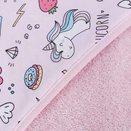 Полотенце с уголком Ceba Baby Printed Line Unicorn, 100х100 см, розовый (8971284) - фото 3