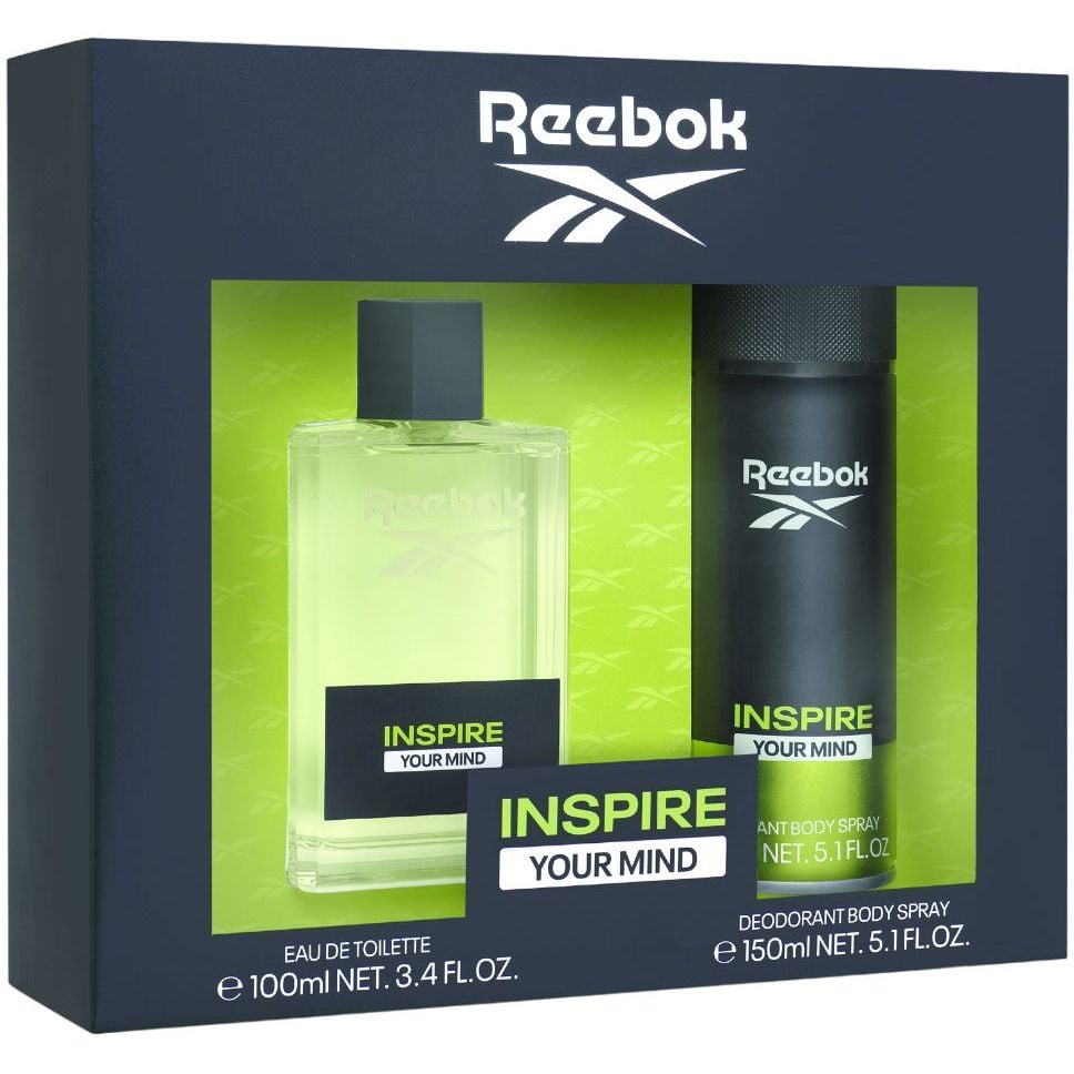 Подарунковий набір для чоловіків Reebok Inspire your mind: Туалетна вода 100 мл + Дезодорант 150 мл - фото 1