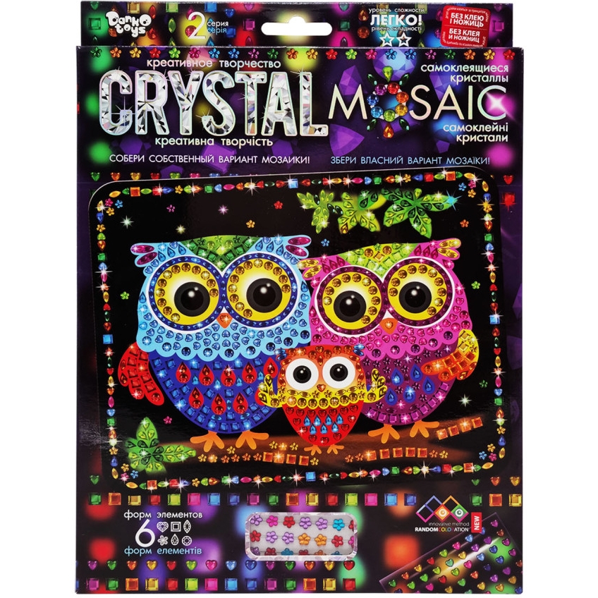 Набор для творчества Danko Toys Crystal mosaic Совы 6 форм элементов (CRM-02-10) - фото 1