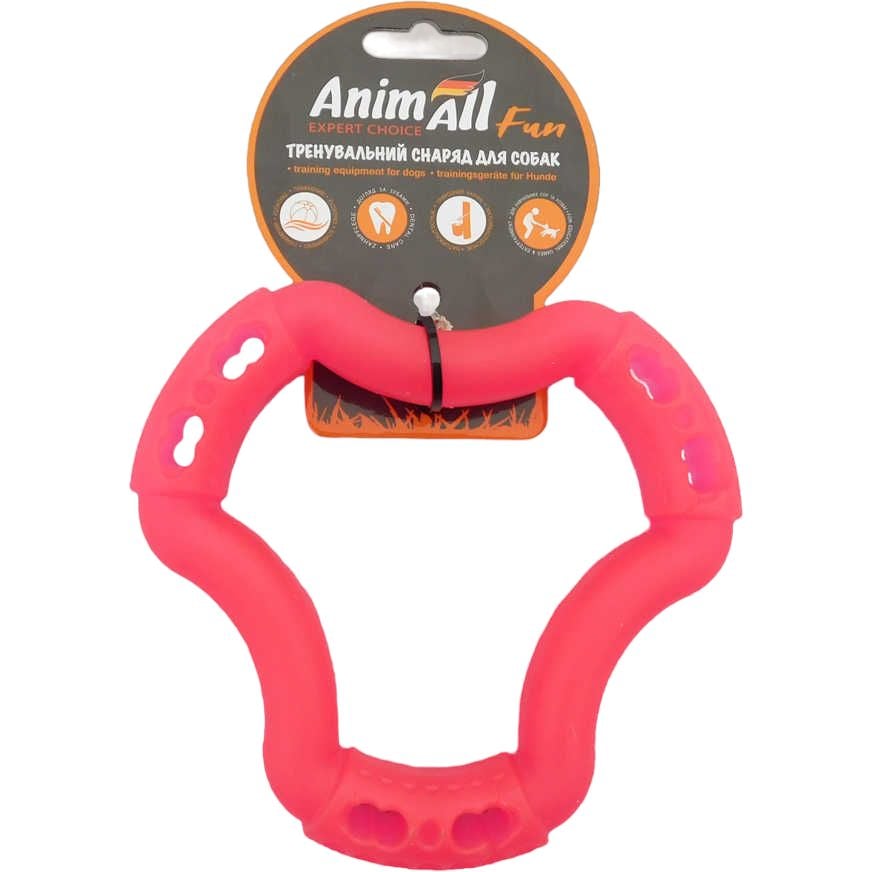 Іграшка для собак AnimAll Fun AGrizZzly Кільце шестистороннє коралова 15 см - фото 1