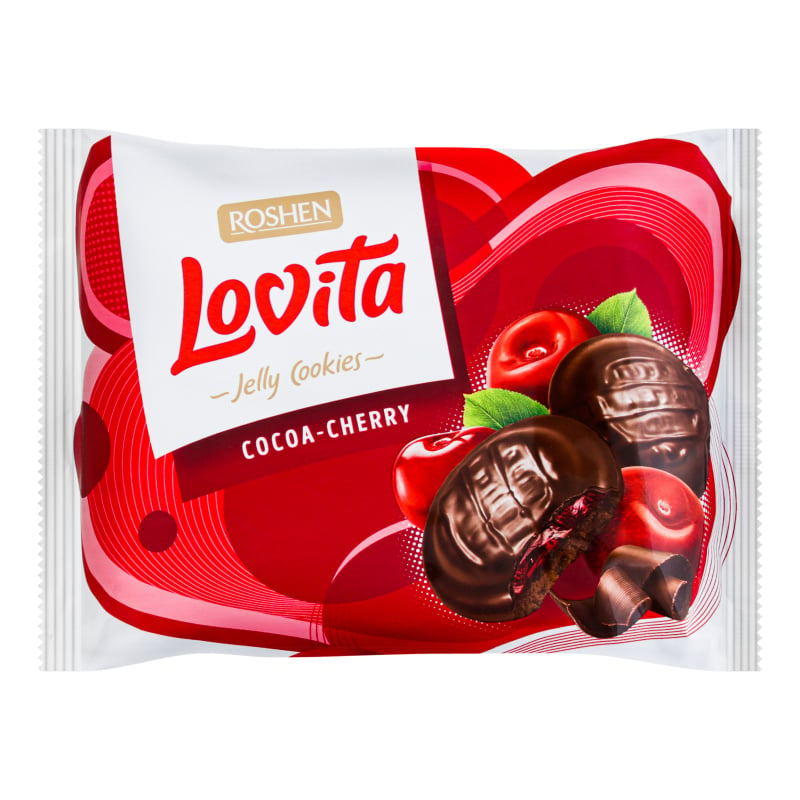 Печенье Roshen Lovita Jelly Cookies Cocoa-cherry 420 г (889197) - фото 1