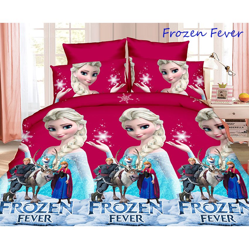 Комплект постільної білизни TAG Tekstil 1.5-спальний Червоно-синій 000143076 (Frozen Fever) - фото 1