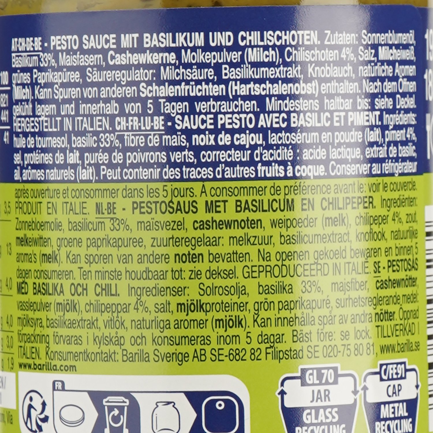 Соус Barilla Pesto Peperoncino Basilico 195 г - фото 3