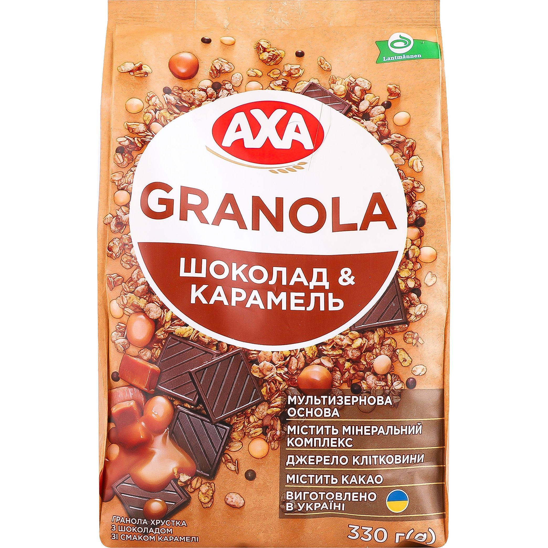 Гранола AXA хрустящая с шоколадом со вкусом карамели 330 г (947116) - фото 1