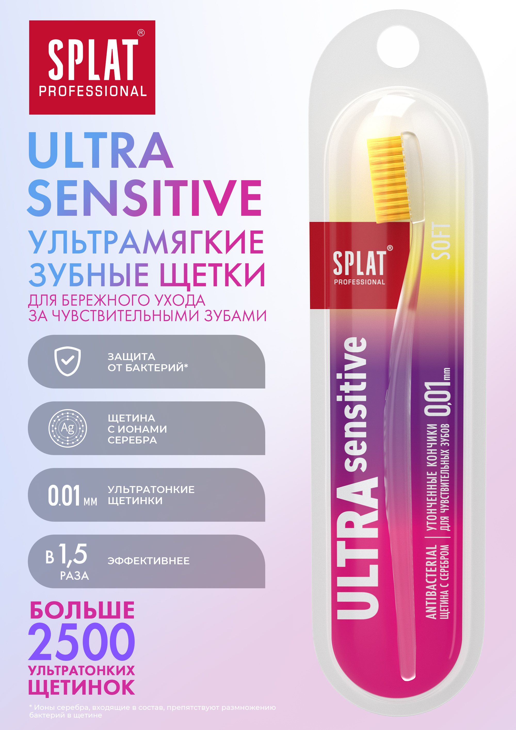 Зубная щетка Splat Professional Ultra Sensitive Soft, мягкая, желтый - фото 5