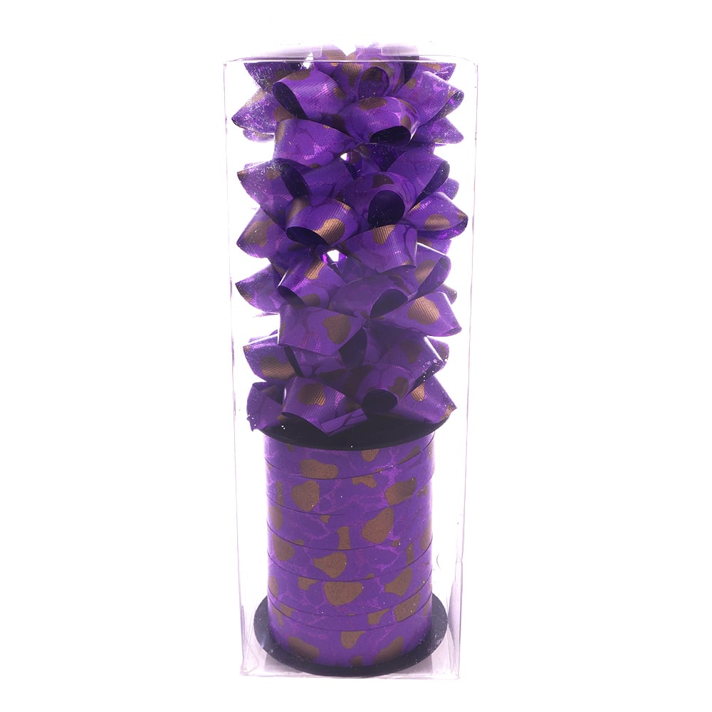 Набор для декора подарков D1 Offtop, лента и бант, фиолетовый (835018) - фото 1