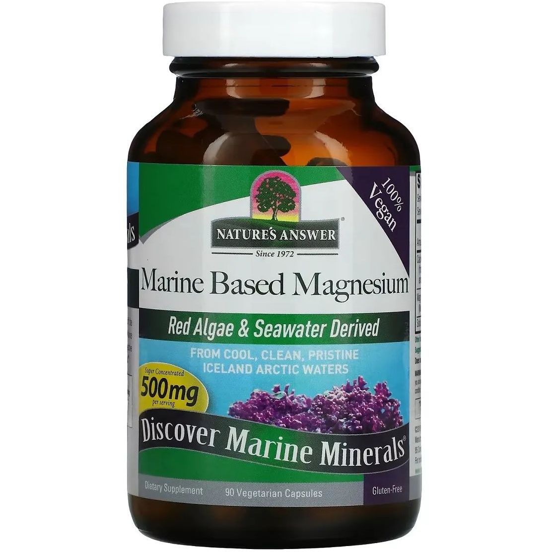 Магній Nature's Answer Marine Based Magnesium 500 мг 90 вегетаріанських капсул - фото 1