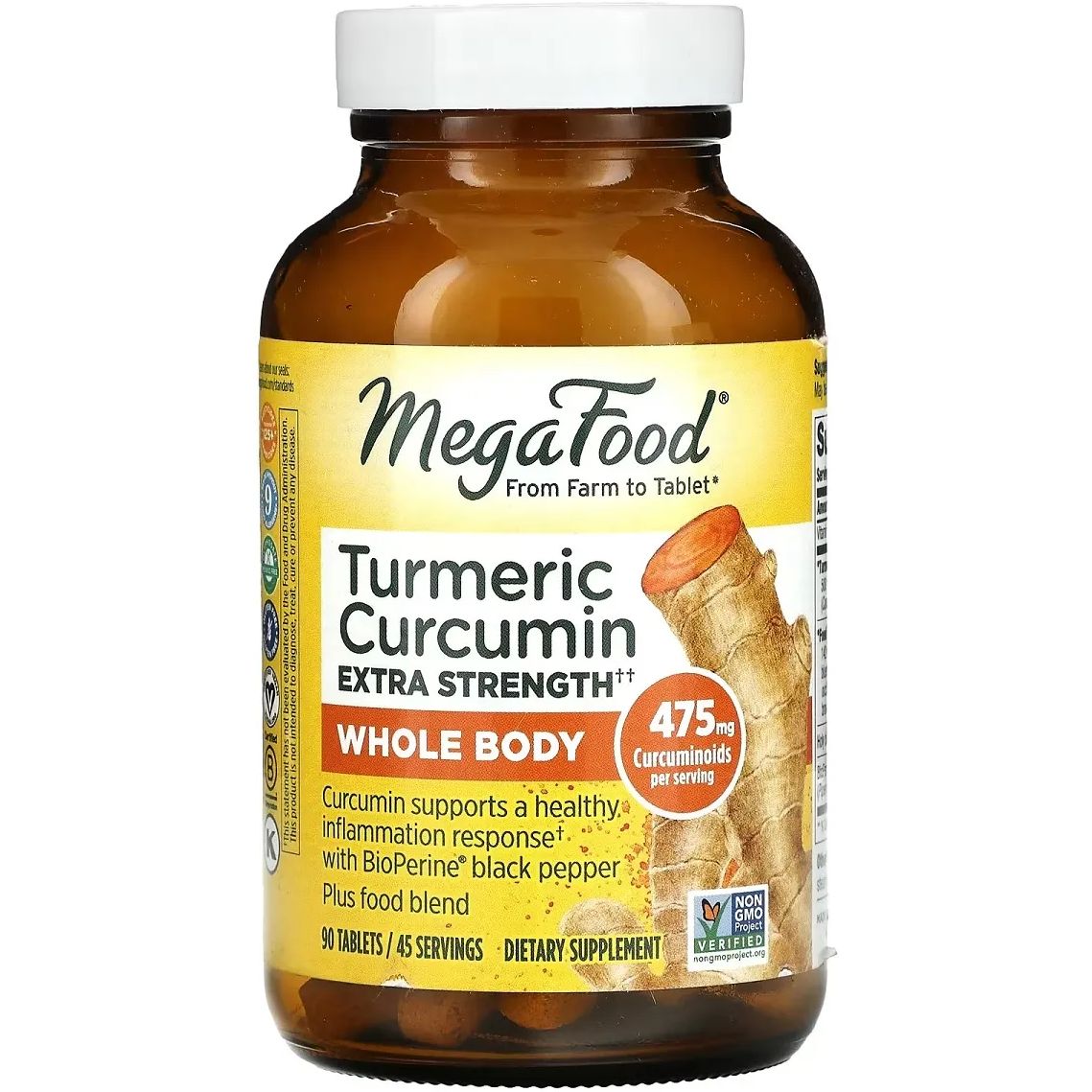 Сила куркумы для всего организма MegaFood Turmeric Strength for Whole Body 90 таблеток - фото 1