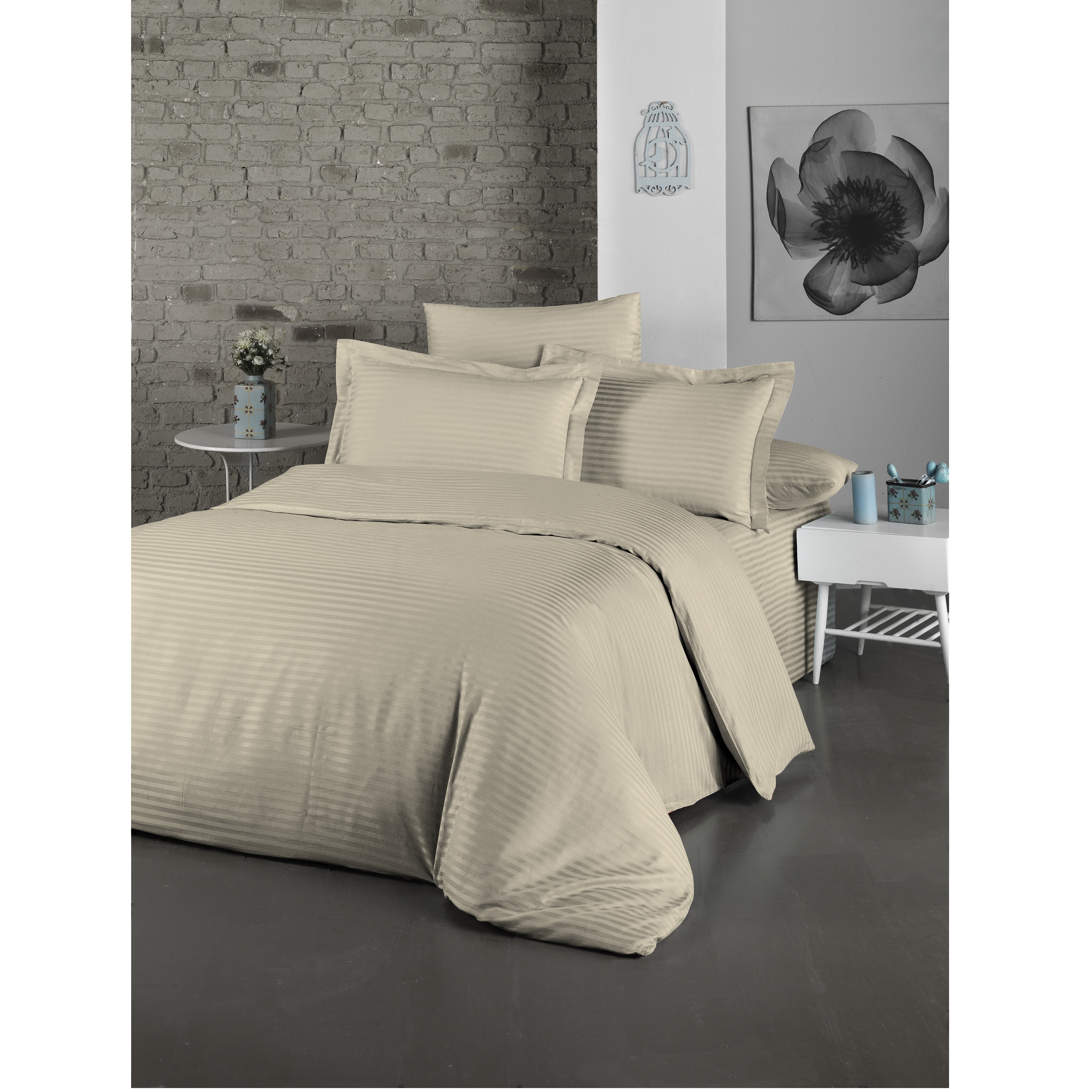 Комплект постельного белья LightHouse Exclusive Sateen Stripe Lux, сатин, евростандарт, 220x200 см, бежевый (2200000550170) - фото 1