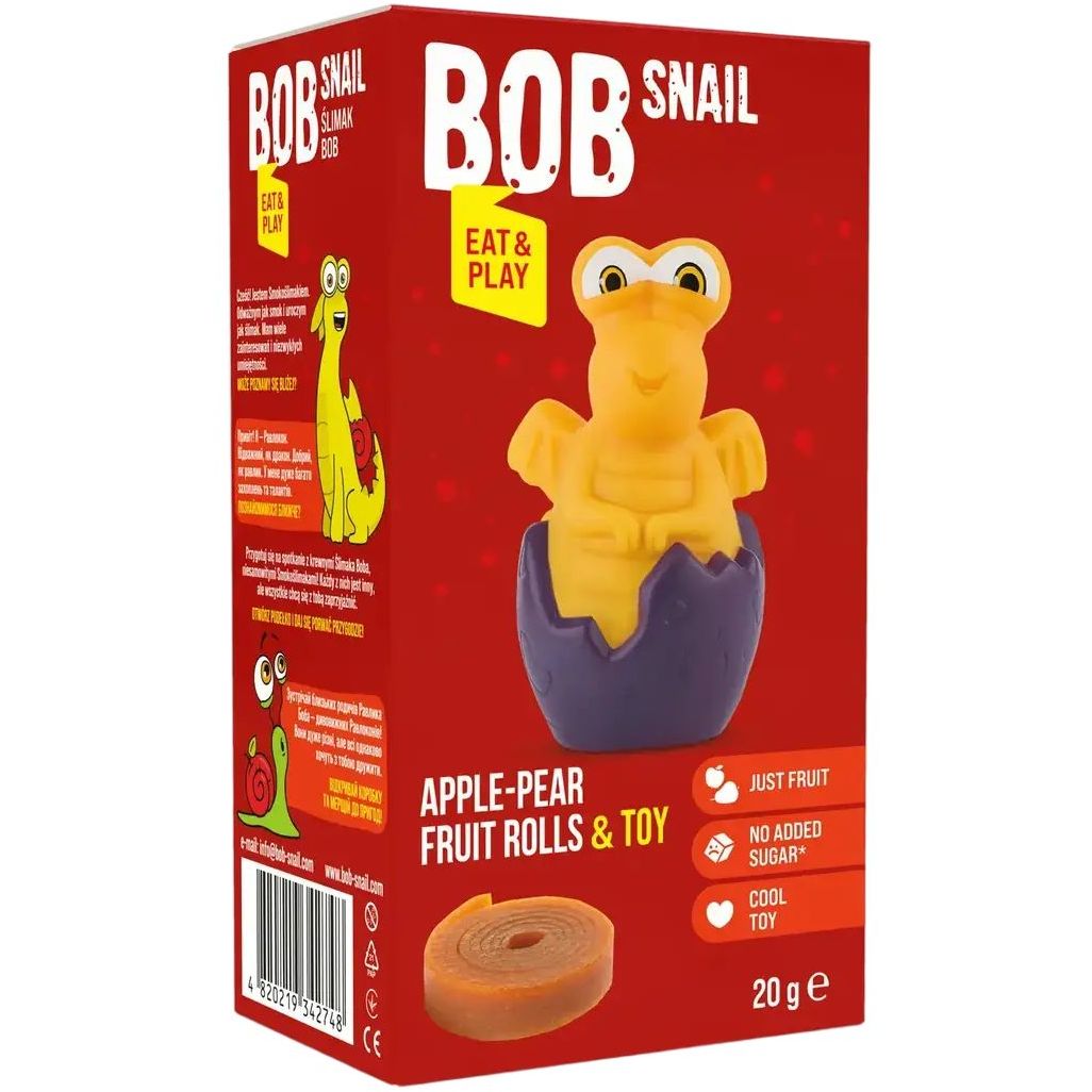 Натуральні цукерки Bob Snail Яблуко-Груша з іграшкою, 20 г - фото 1