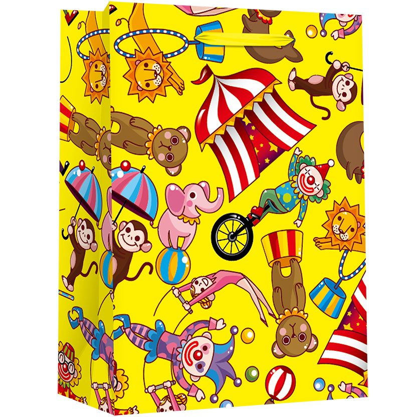 Пакет подарунковий Malevaro Jumbo White Glitter 33x12.7x47.7 см жовтий