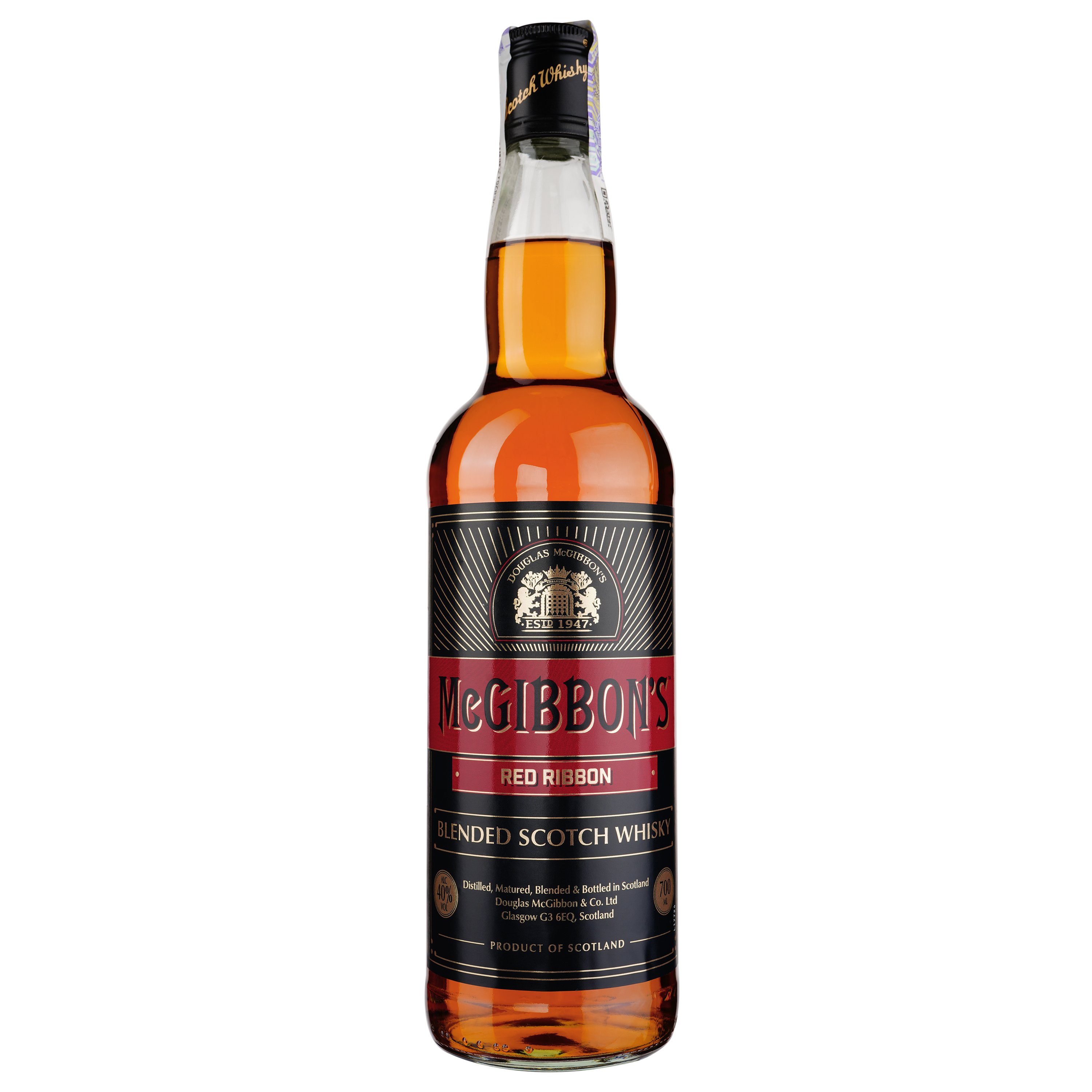 Виски Mc Gibbons Red Ribbon Blended Scotch Whisky 3 yo, 40%, 0,7 л - фото 1
