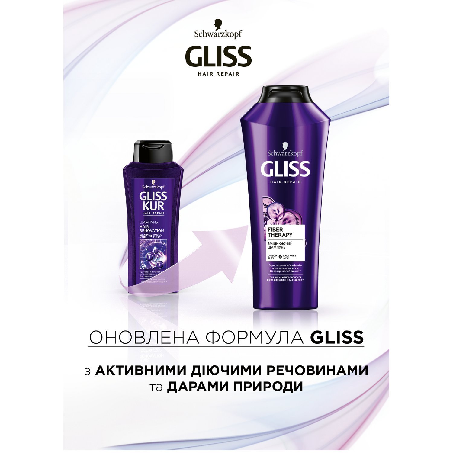 Шампунь Gliss Hair Renovation для ослаблених і виснаженого після фарбування і стайлінгу волосся, 400 мл - фото 2