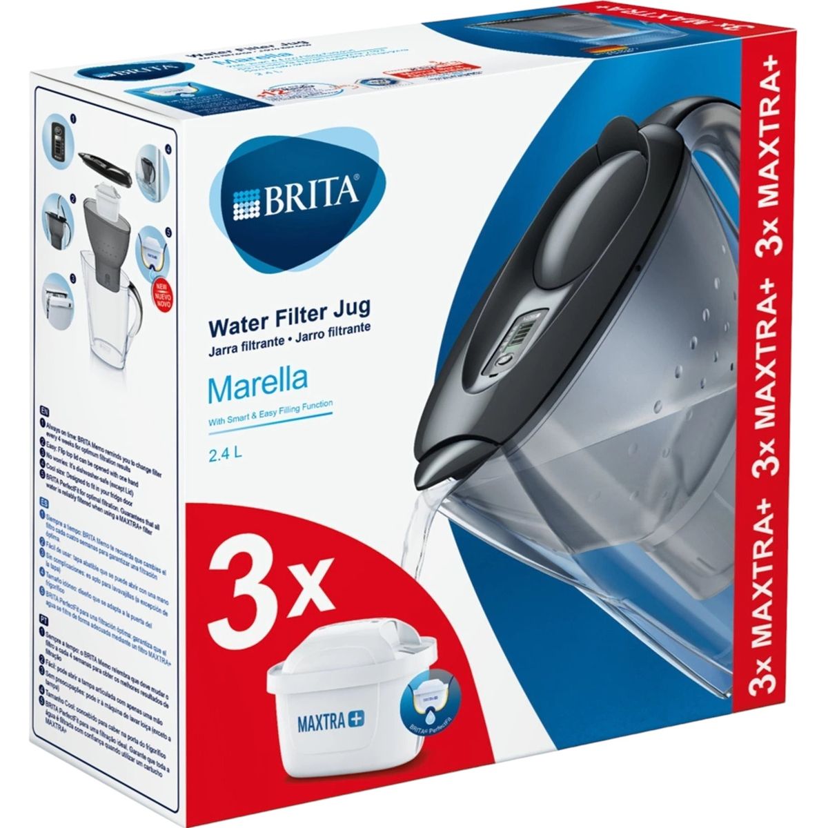 Фильтр-кувшин Brita Marella графит 2.4 л + 3 картриджа (1039274) - фото 5