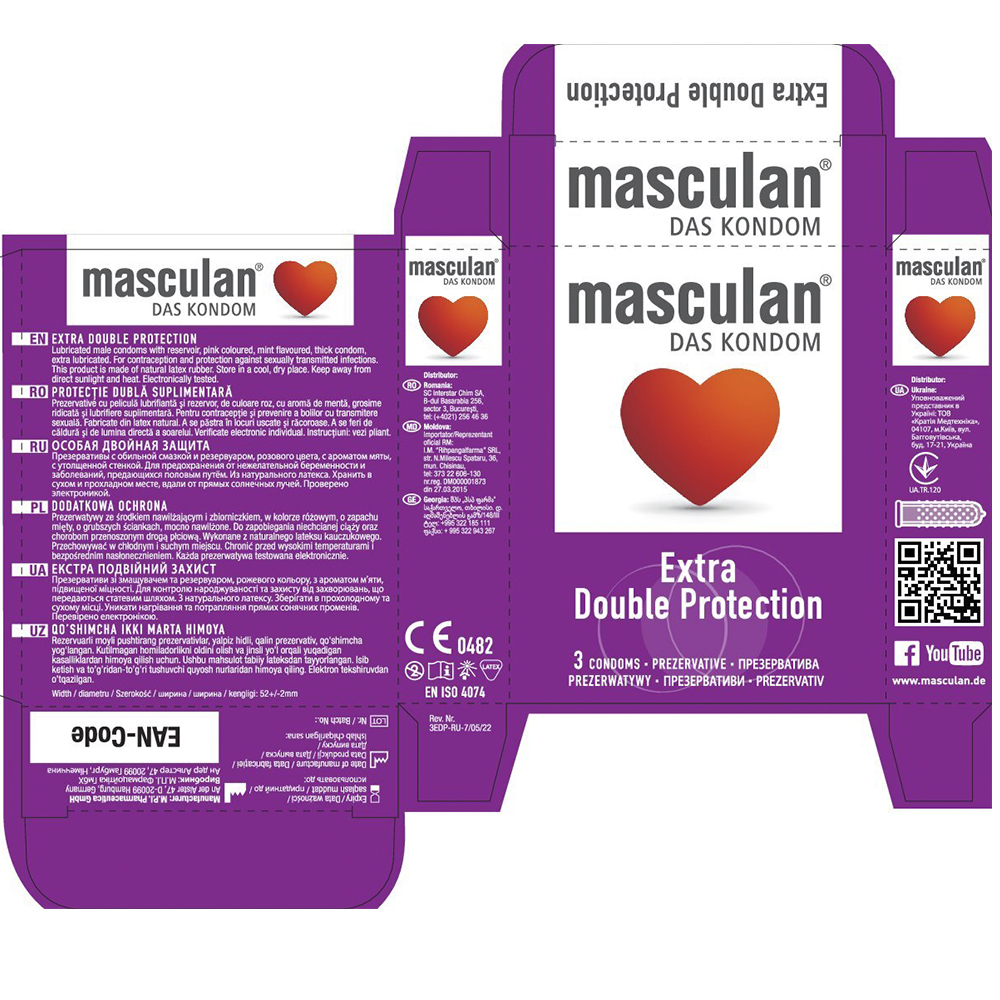 Презервативи Masculan Extra Double Protection особливо міцні з пухирцями 3 шт. - фото 3