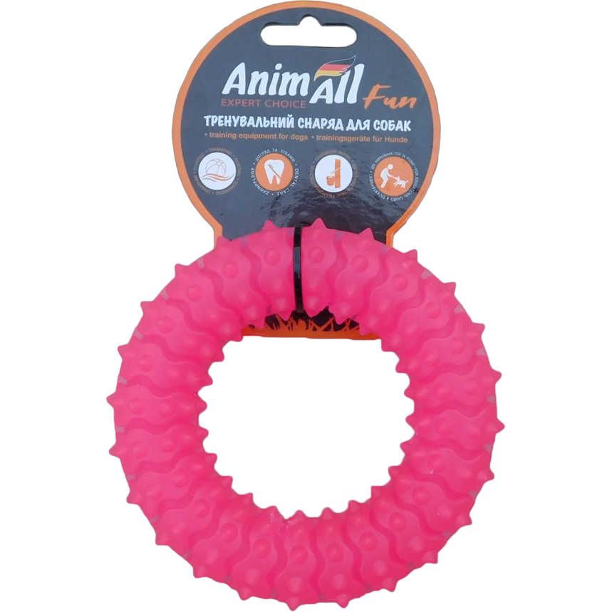 Іграшка для собак AnimAll Fun AGrizZzly Кільце з шипами коралова 12 см - фото 1