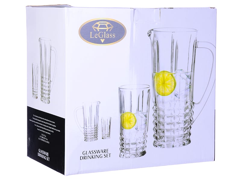 Набір для напоїв LeGlass: глечик, 1 л + склянки по 250 мл, 7 предметів (600-004) - фото 2