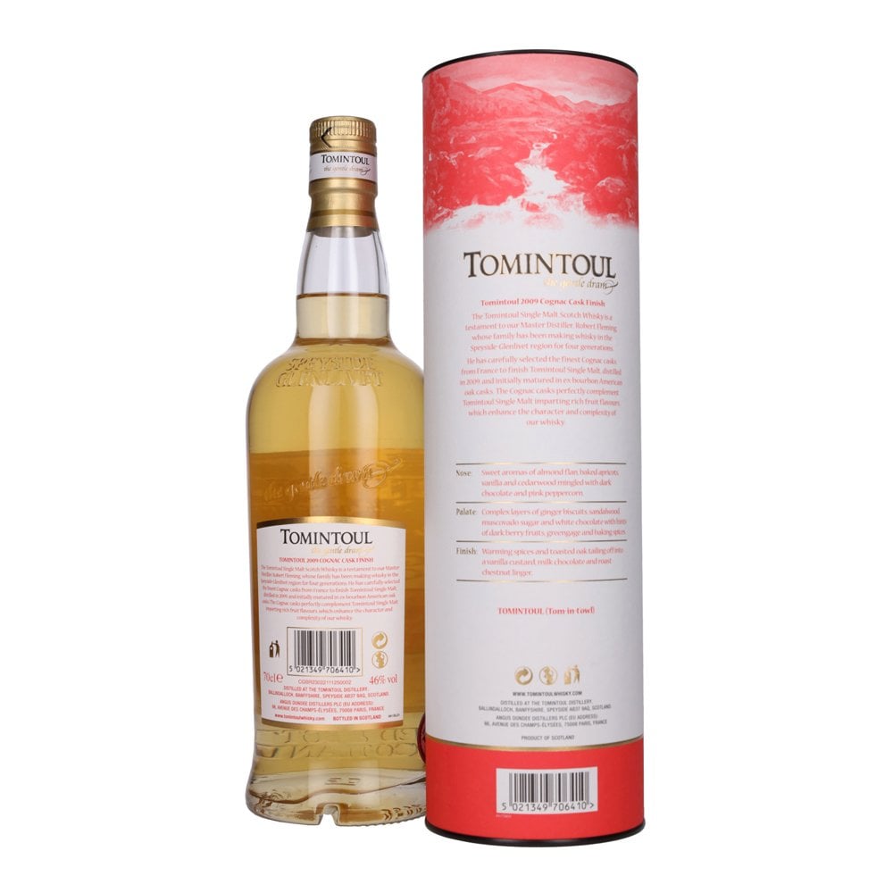 Виски Tomintoul Cognac Cask Finish 14 yo Single Malt Scotch Whisky 2009 46% 0.7 л в коробке - фото 2