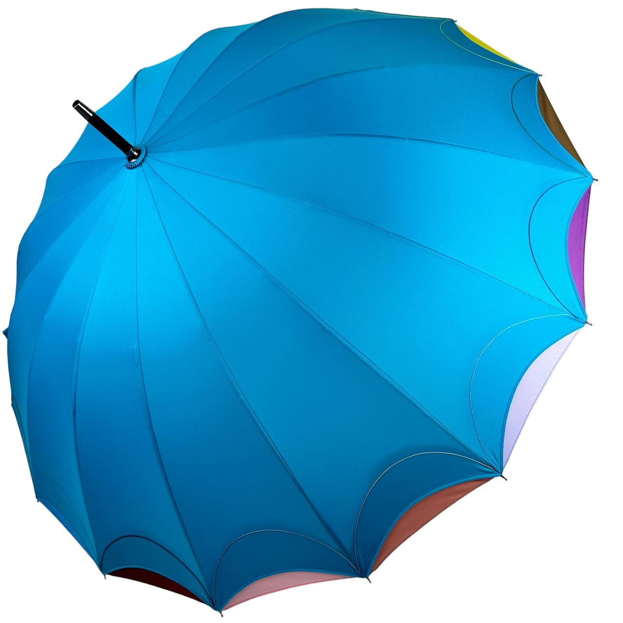 Жіноча парасолька-палиця напівавтомат Susino 102 см бірюзова - фото 2